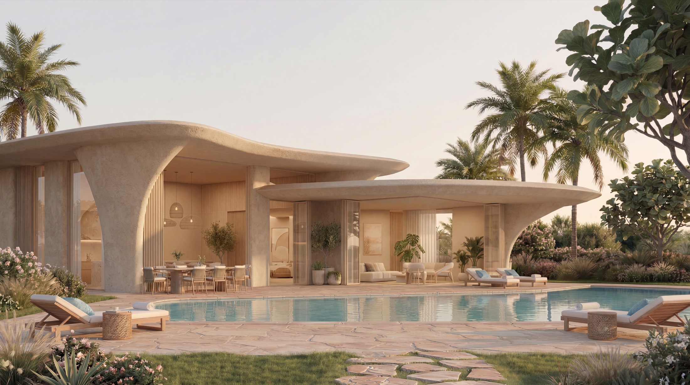 Beachfront villa with pool at Hacienda Ras El Hekma